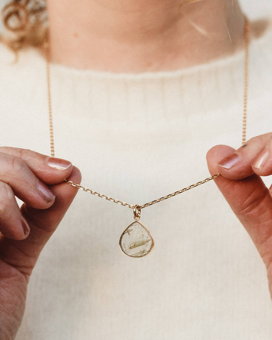Bohemian Long Medallion Halskjede - Rutilated Quartz