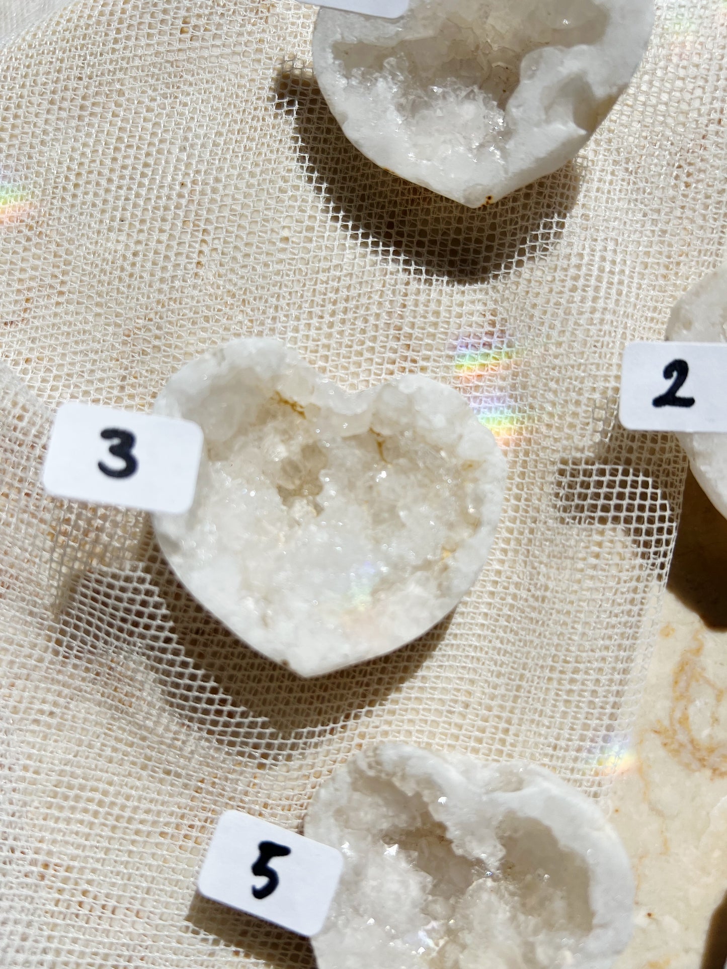 Hvit Agat Druzy Geode Hjerte (4–5 cm)