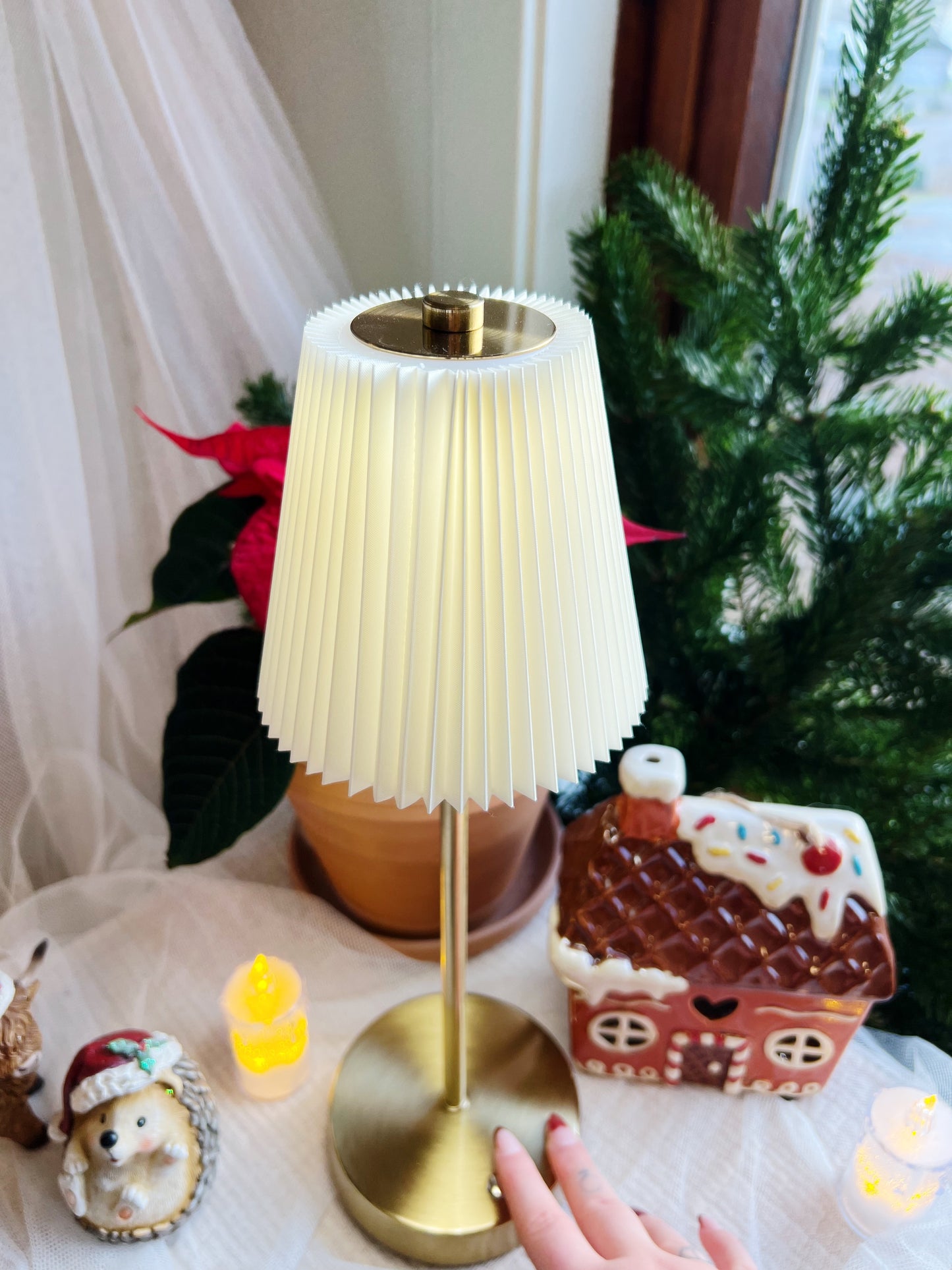 Rund LED-berøringslampe – Hvit