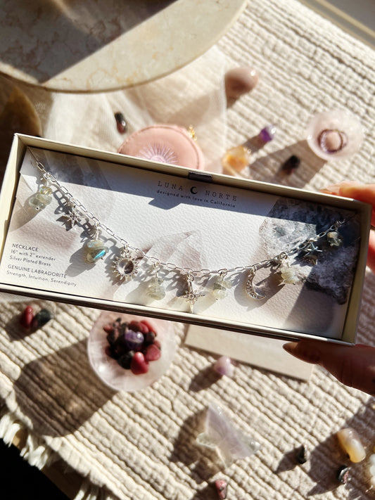 Labradorite Sky Charm Halskjede - Sølv