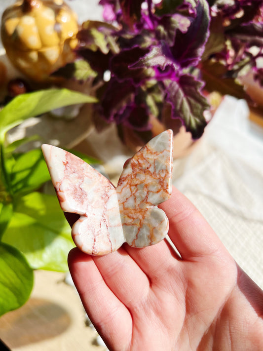 Krystallsommerfugl 6x5 cm – Red Net Stone