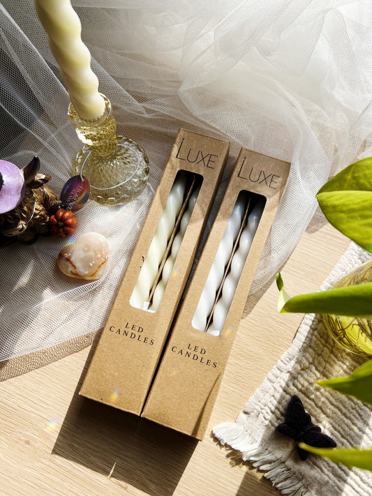 Luxe LED Spiral Kronelys White/Cream