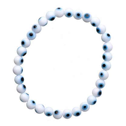 Hvit Evil Eye Armbånd 6mm