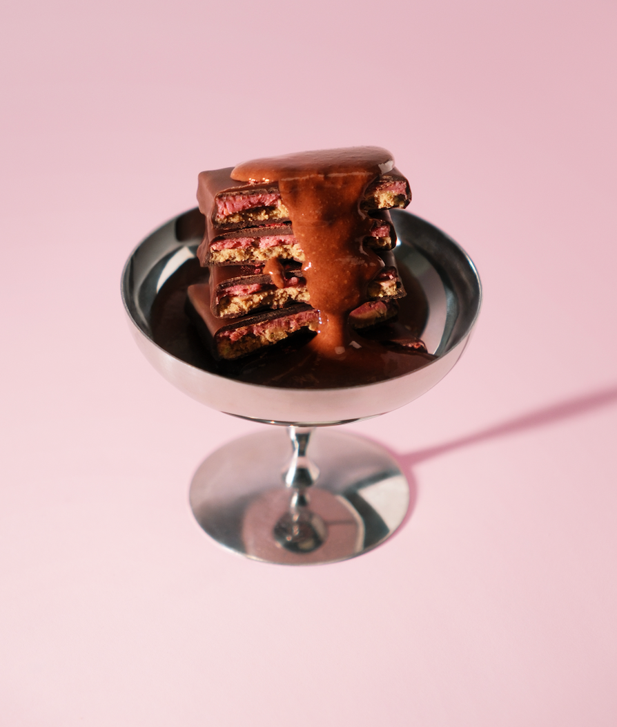 Double layer: Raspberry & Pistachio Sjokolade