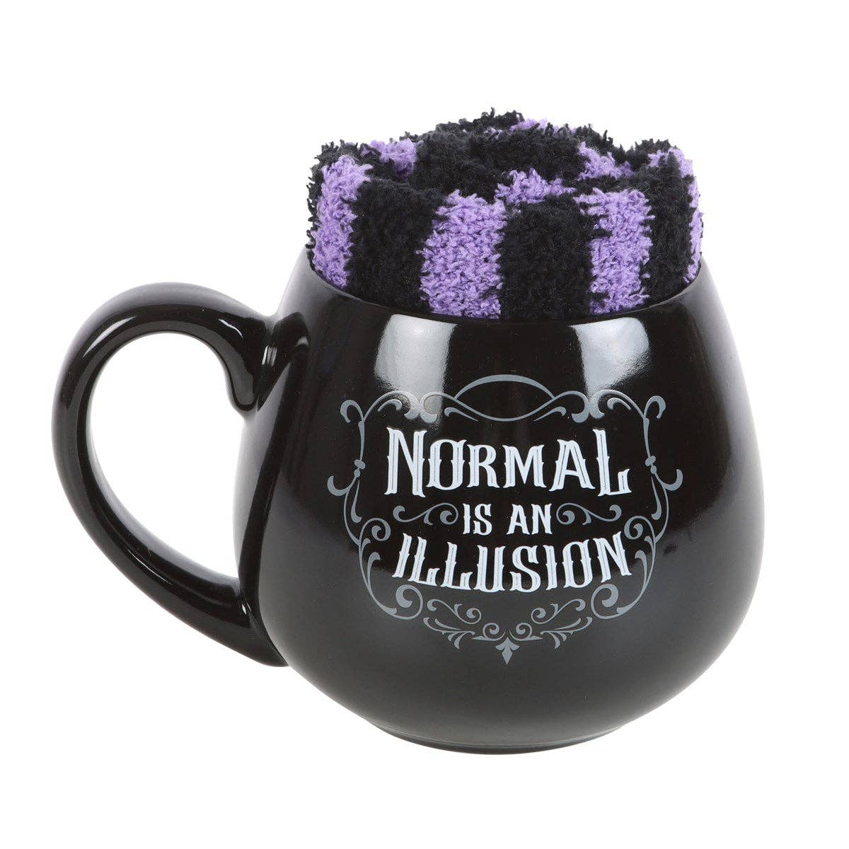 Normal is an Illusion Gothic Krus og Sokker Gavesett (500 ml)