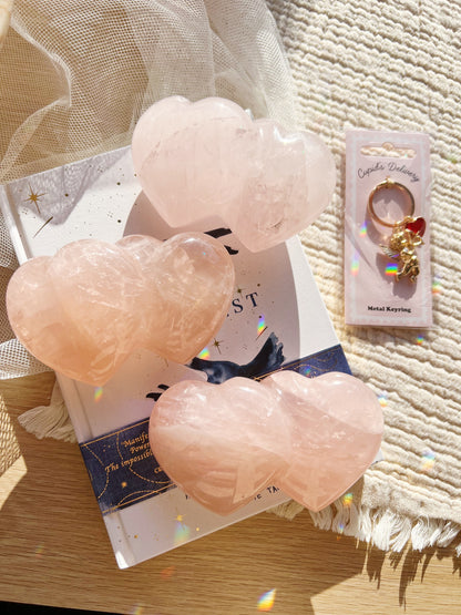 Store Rosenkvarts Dobble Krystallhjerter