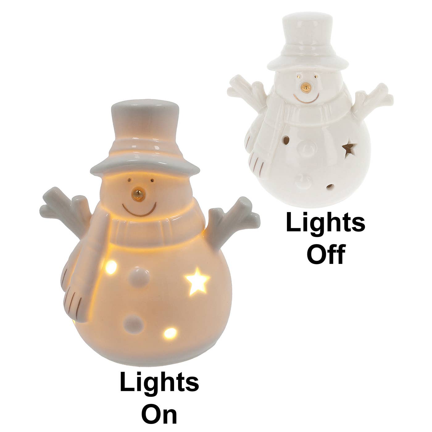 Frosty Jolly – liten snømann med LED-lys – 6 x 9 x 10 cm