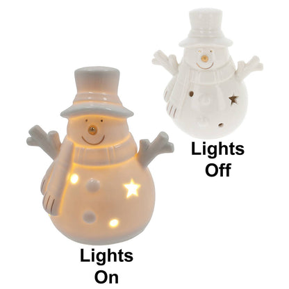 Frosty Jolly – liten snømann med LED-lys – 6 x 9 x 10 cm