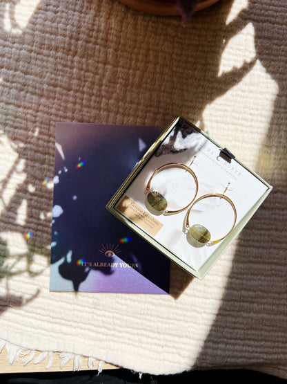Loophole Gemstone Hoop Øreringer - Labradorite