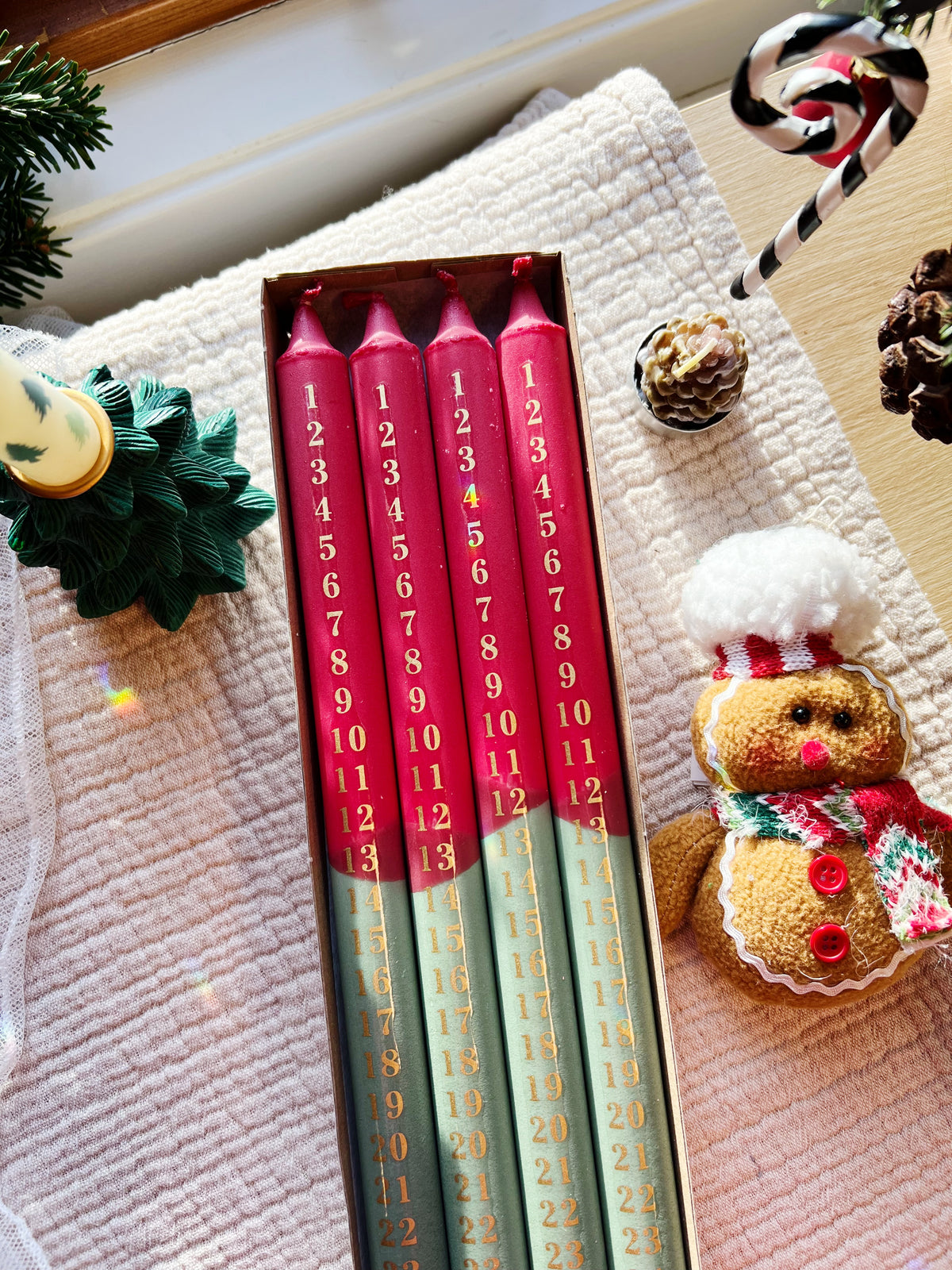 Adventskalender-lys – Red & Green