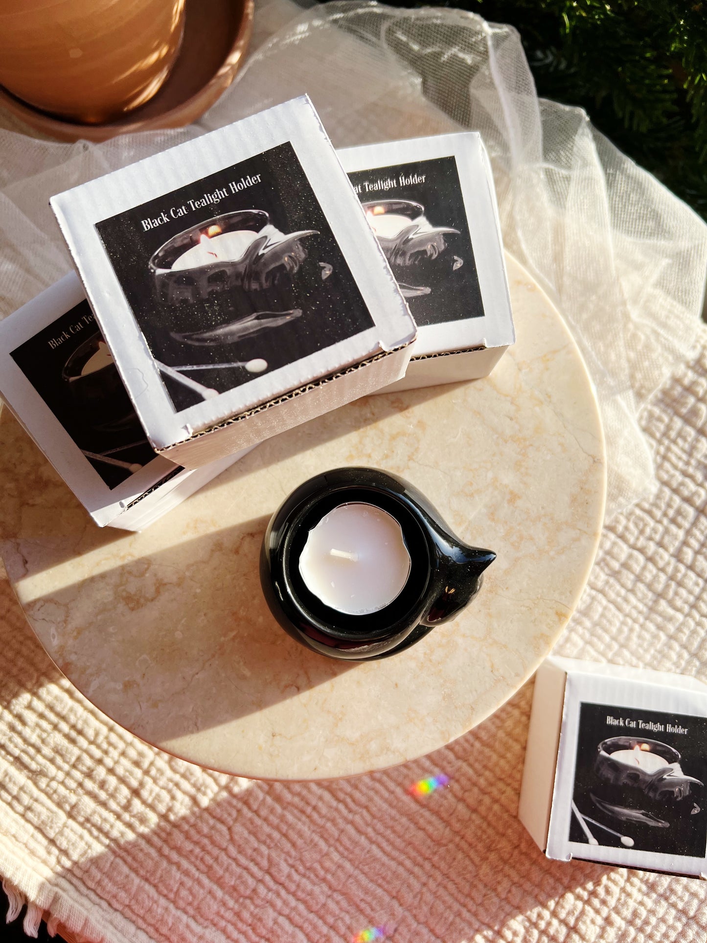 Sovende katt Telysholder