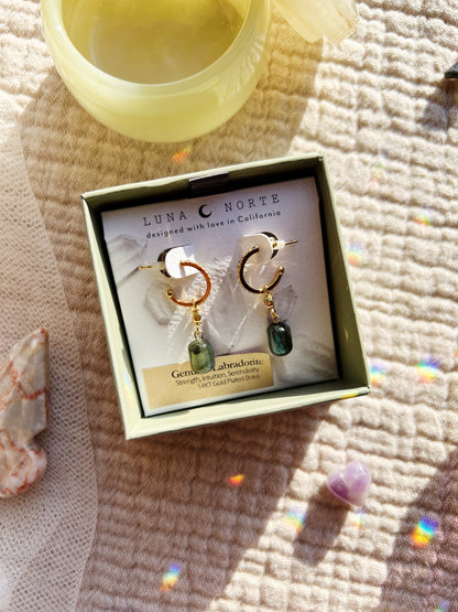 Gem Capsule Hoop Øreringer - Labradoritt