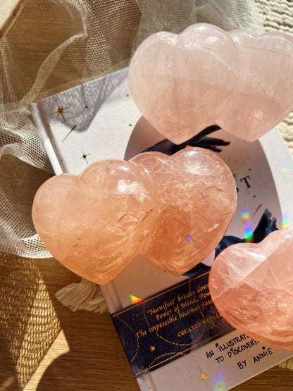 Store Rosenkvarts Dobble Krystallhjerter