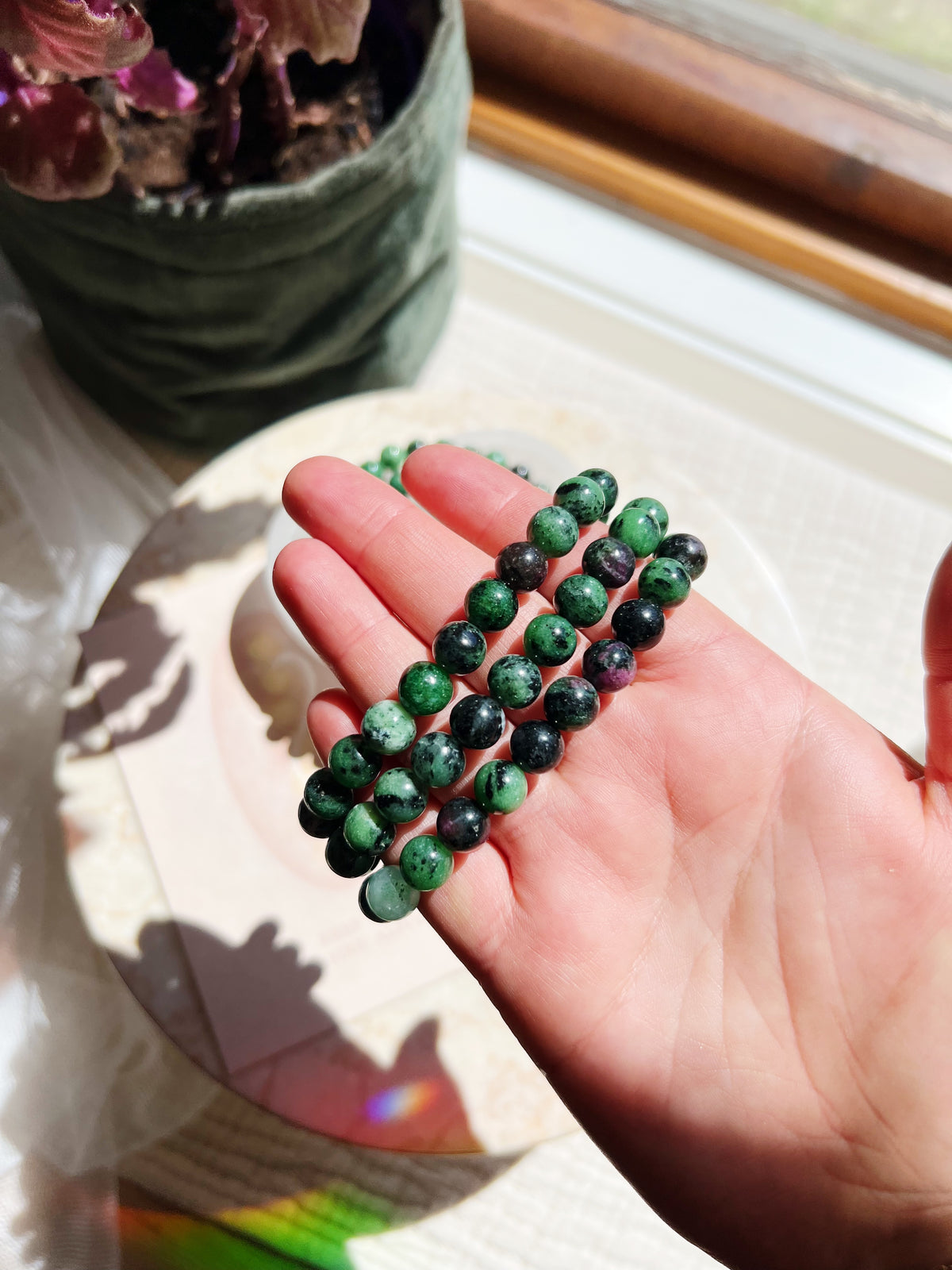 Rubin i Zoisitt Krystall Armbånd 8mm