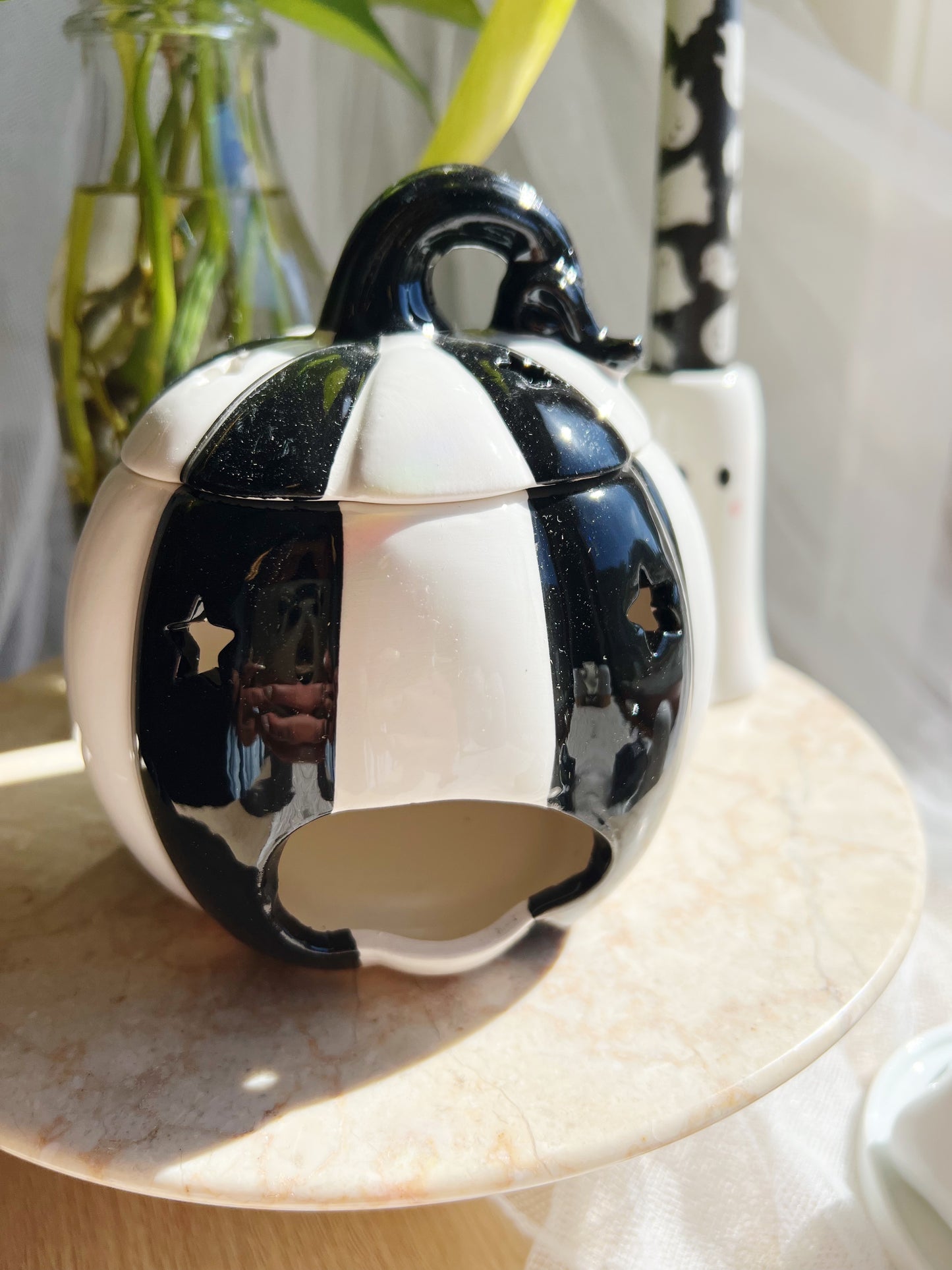 Strange & Unusual – Oljebrenner i svart og hvit stripete gresskar