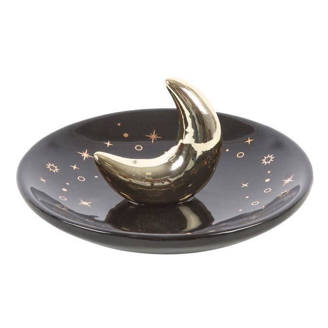 Gold Crescent Moon Røkelseholder