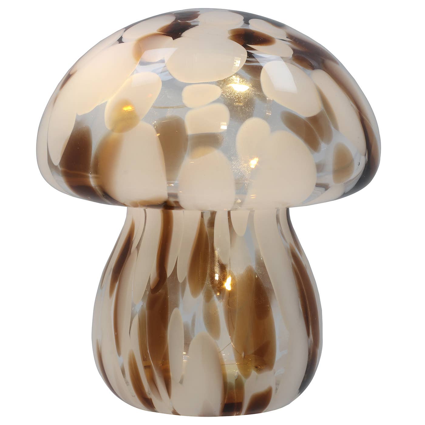 Håndblåst Led-sopplampe - Brown white