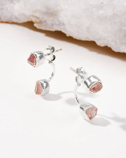 Double Trouble Front Back Øredobber - Rose Quartz