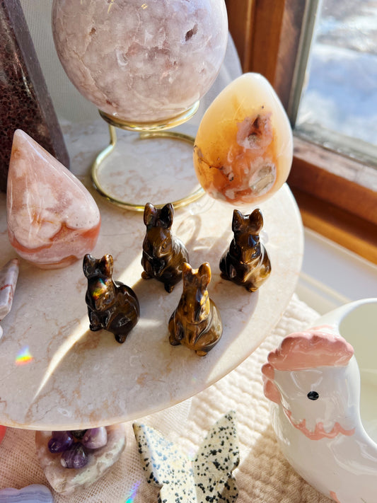 Tigerøye Krystall Kaninfigur