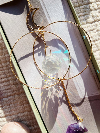 Golden Moon Ametyst Suncatcher