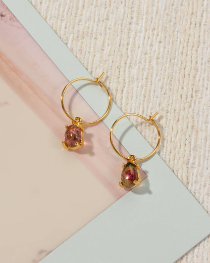 Airy Hoop Earrings - Pink Tourmaline