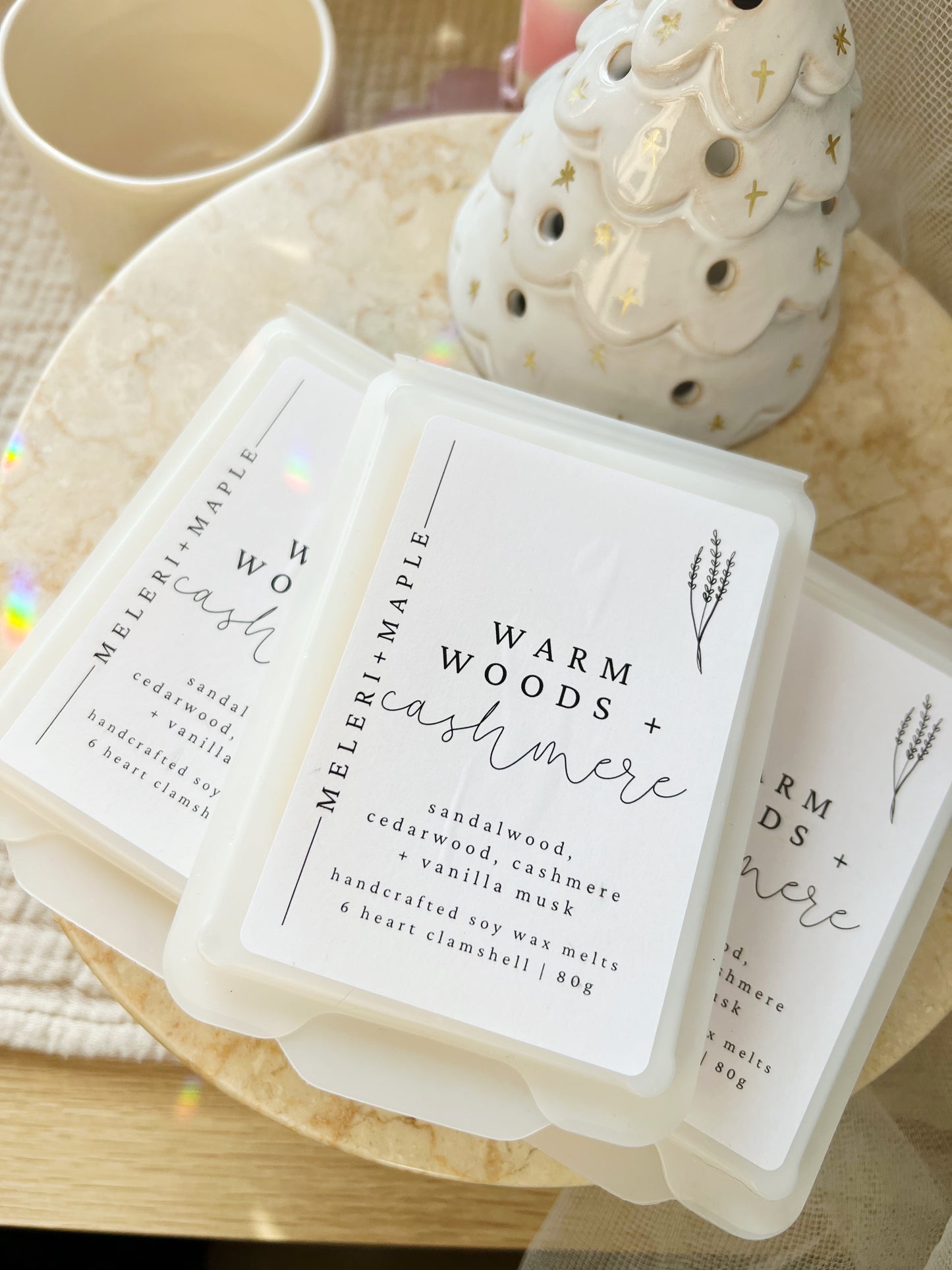 Warm Woods & Cashmere Heart Clamshell Wax Melt