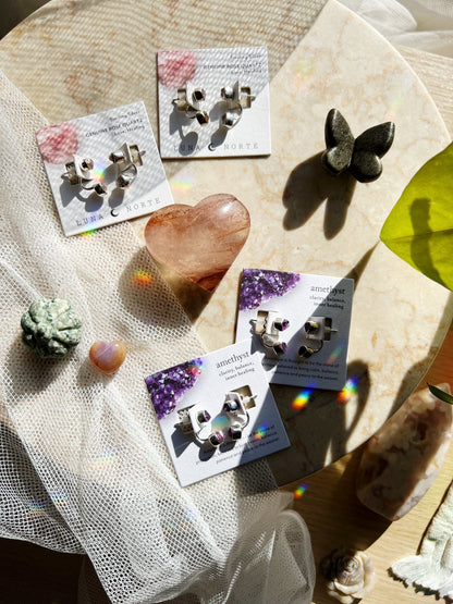 Double Trouble Front Back Øredobber - Amethyst