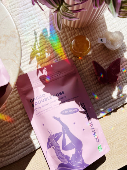 Ceremonial Cacao & Double Rose - Fill my heart with flowers - 12 teposer