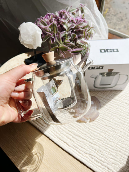 Tekanne i borosilicatglass med sil – 550 ml