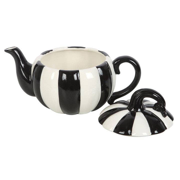 Black and White Striped Pumpkin Tekannen