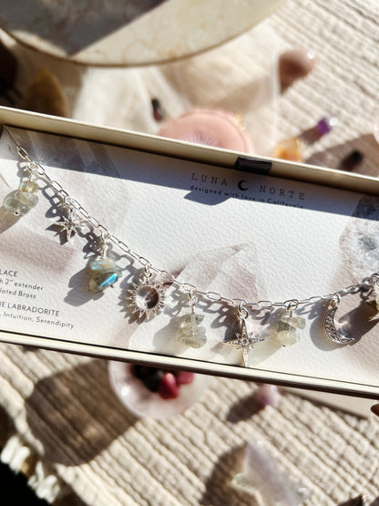 Labradorite Sky Charm Halskjede - Sølv