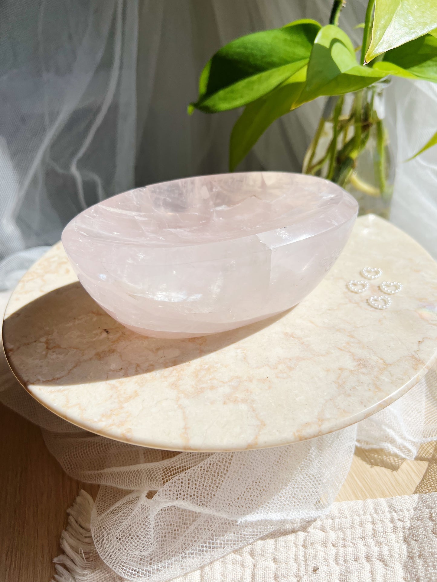 Stor Rosenkvarts Krystallskål 800-1100g