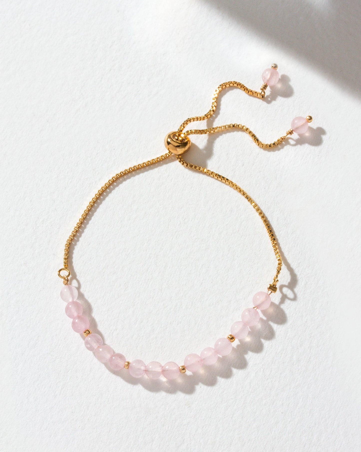 Blush Gemstone Justerbart Armbånd Rosenkvarts 3mm