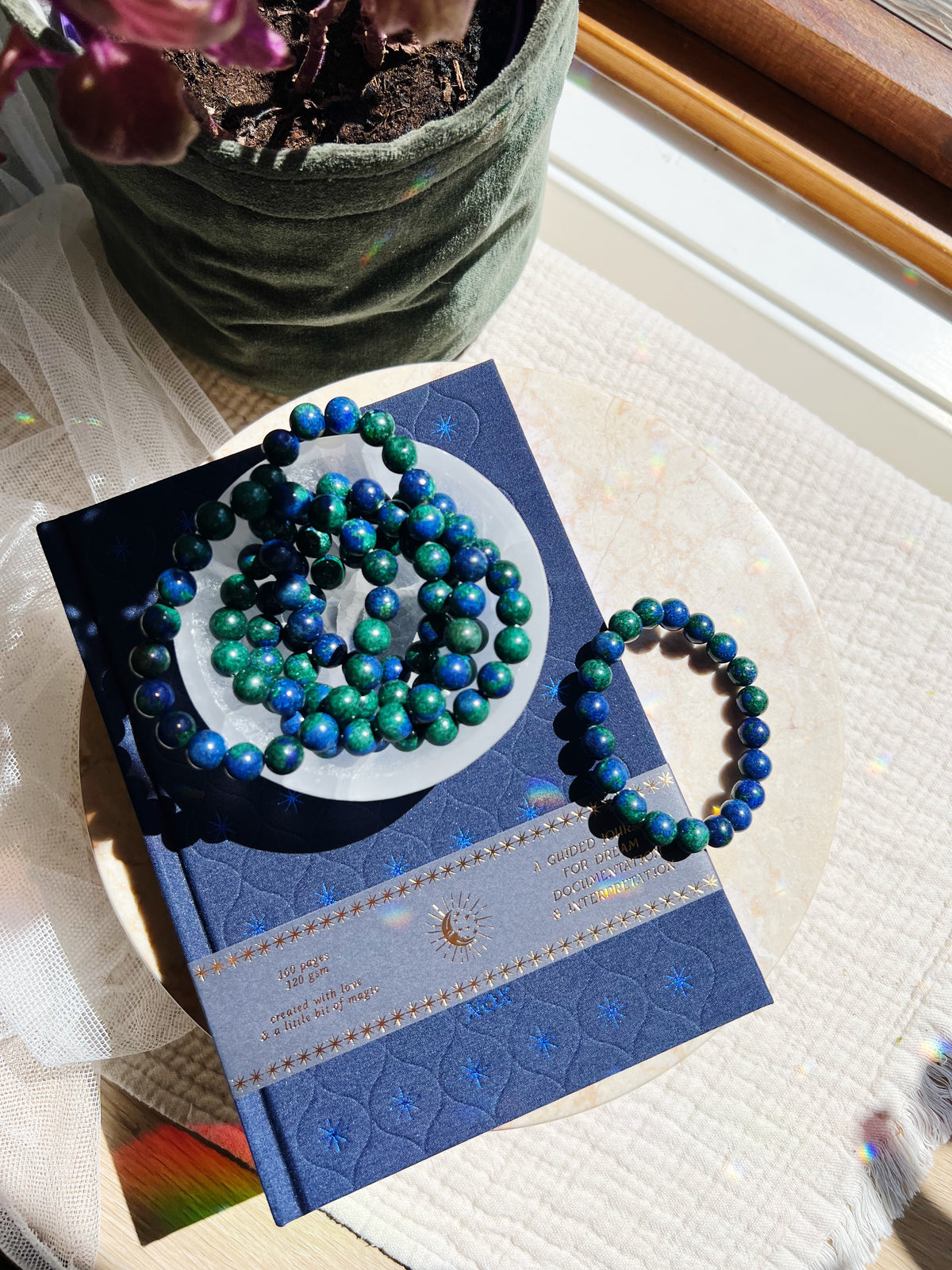 Azuritt og Malakitt Krystall Armbånd 10mm