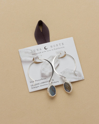 Pacific Threader Hoop  Øredobber i Sølv - Labradorite