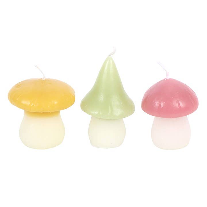 Sett med 3 Pastell Sopp Stearinlys