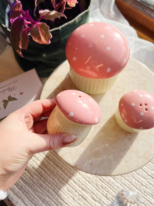 Rosa Sopp Salt og Pepper Krydderbøsser