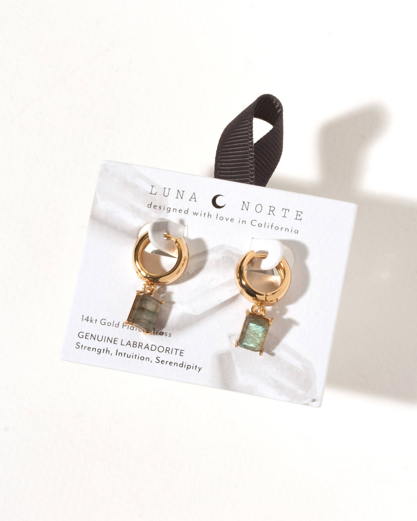 The Classic Form Labradoritt Huggie Hoops Øreringer