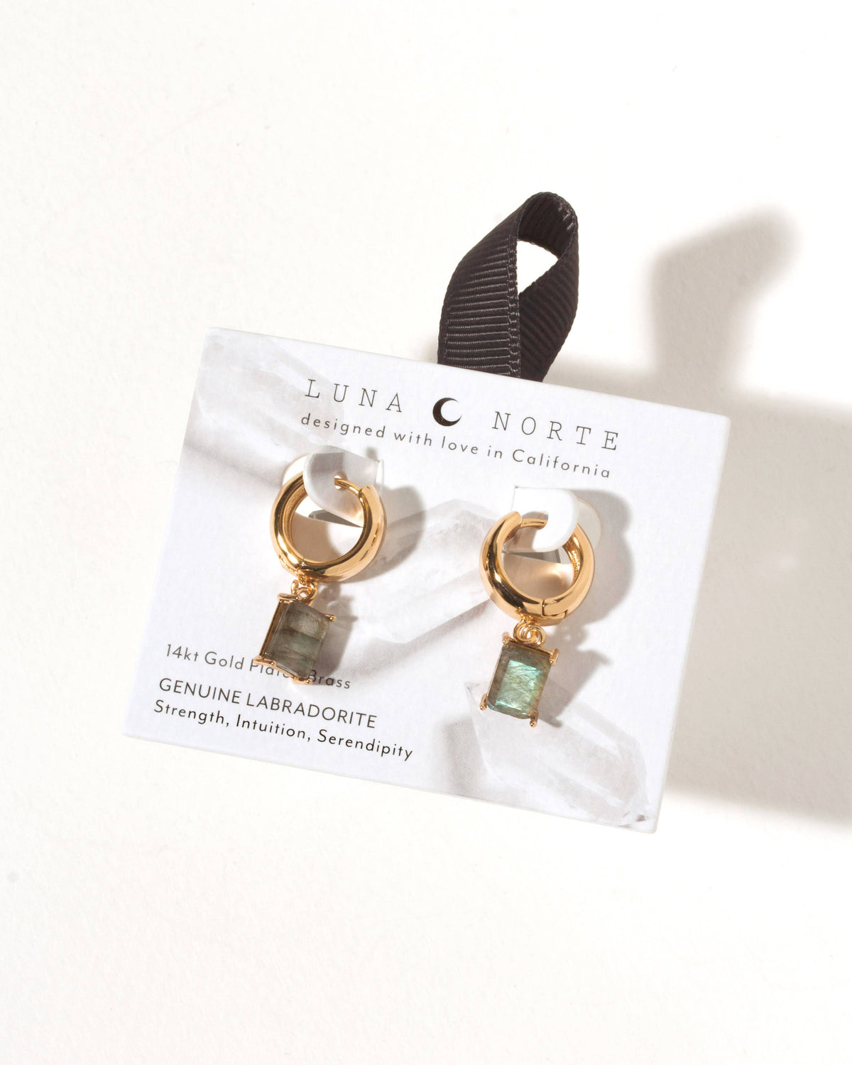 The Classic Form Labradoritt Huggie Hoops Øreringer