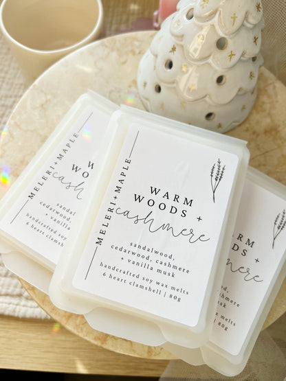 Warm Woods & Cashmere Heart Clamshell Wax Melt