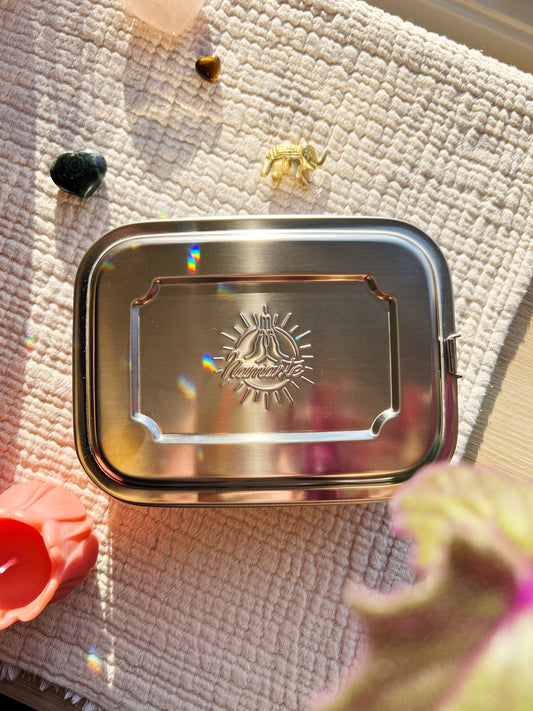 Matboks i rustfritt stål, stor – ca. 19 x 14,5 x 6,7 cm