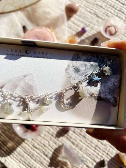 Labradorite Sky Charm Halskjede - Sølv