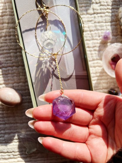 Golden Moon Ametyst Suncatcher