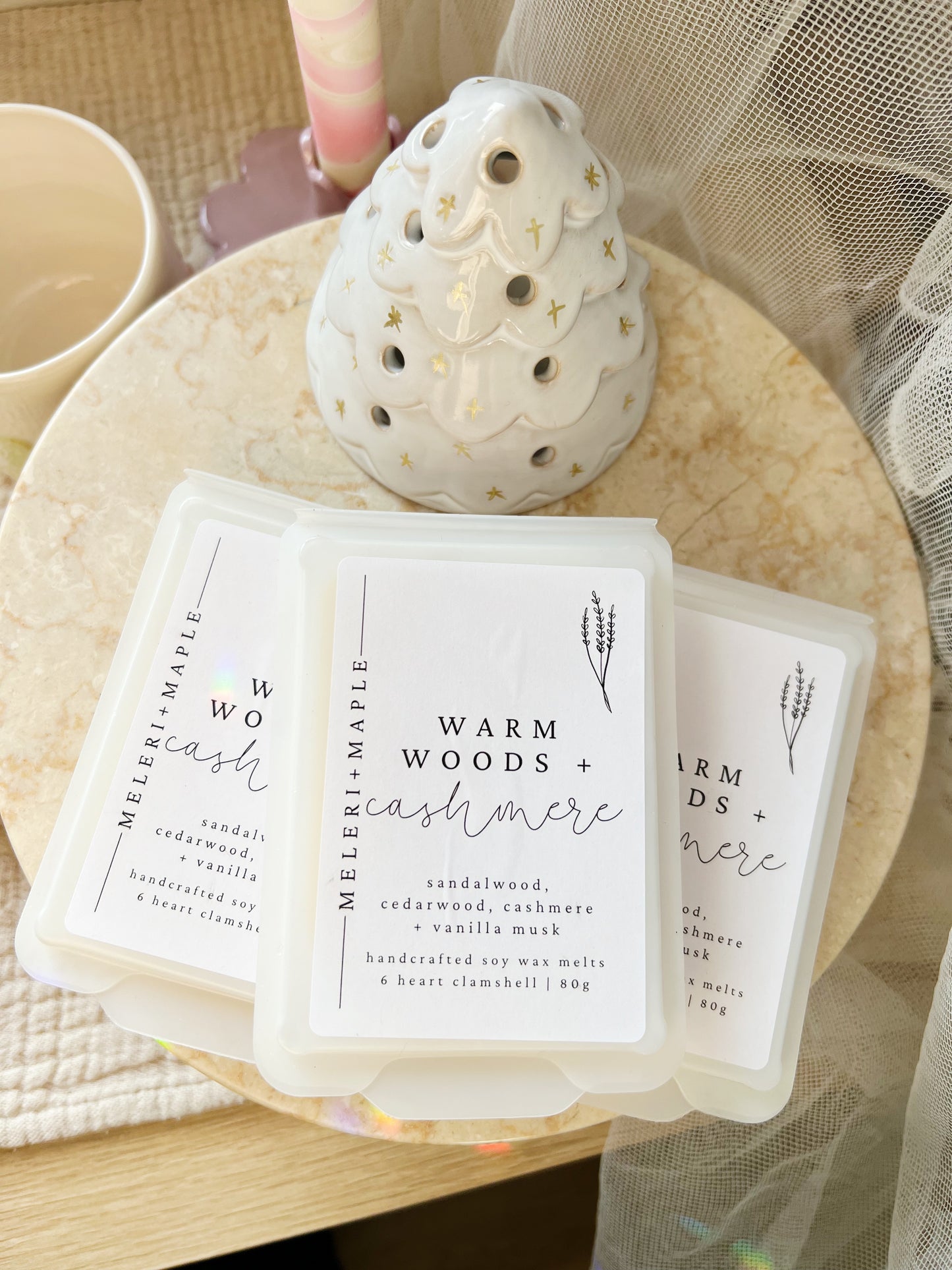 Warm Woods & Cashmere Heart Clamshell Wax Melt