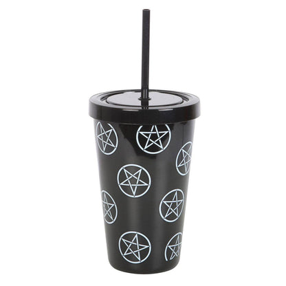 Gothic Pentagram Tumbler med sugerør