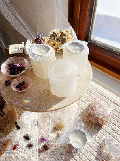 Sacred Flame Selenitt Telysholder