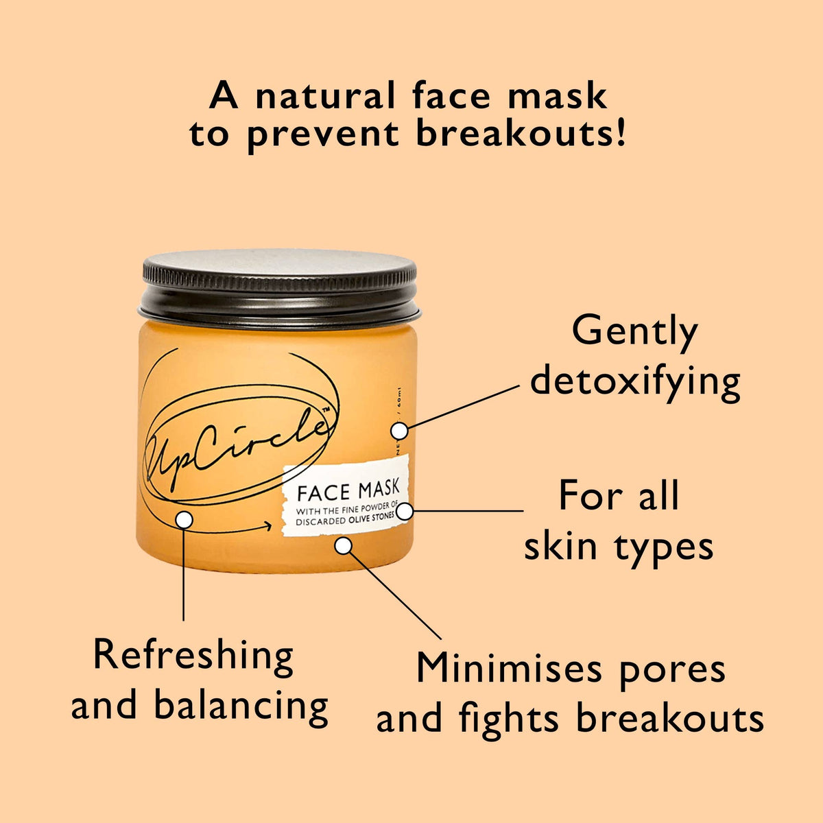 Face Mask med Kaolin Clay & Olive Stone Powder