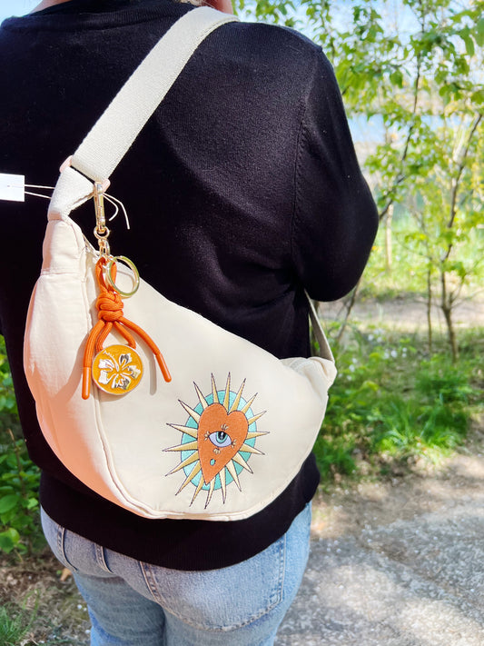 Nylon Sling Bag Stone