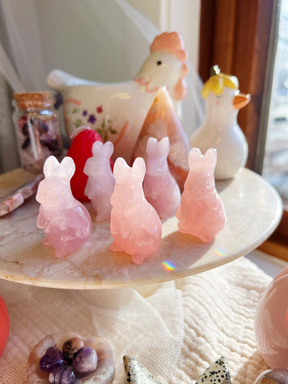 Rosenkvarts Krystall Kaninfigur