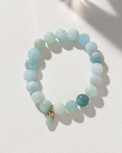 On Point Gemstone Charm Armbånd - Akvamarin 10mm